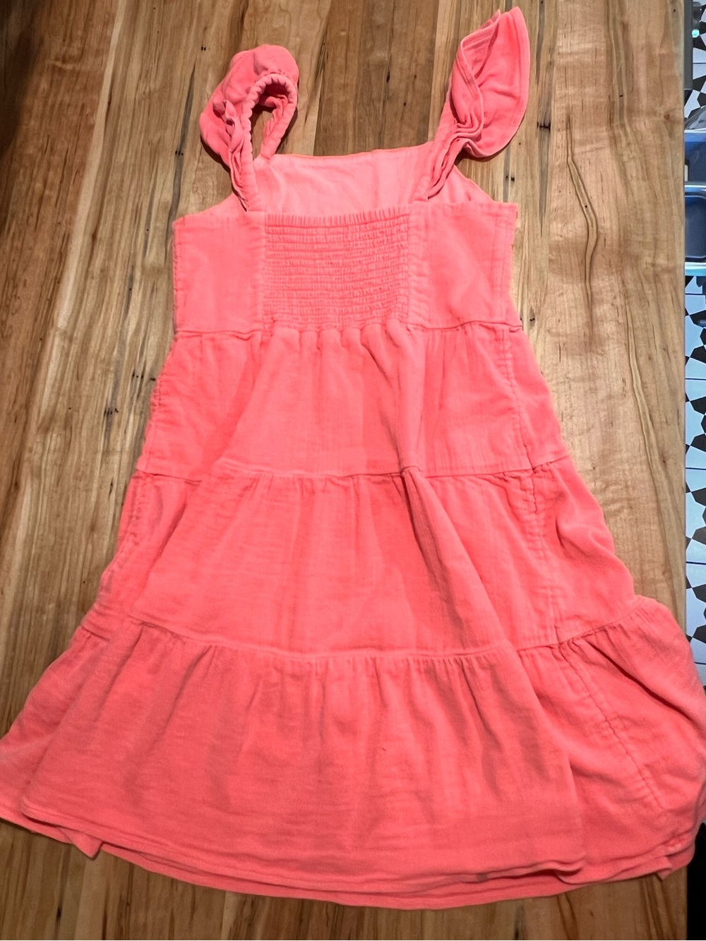 Vineyard Vines Girls Coral Tiered Cotton Dress Sz 10 Puff Sleeve Summer Beach - Picture 8 of 9